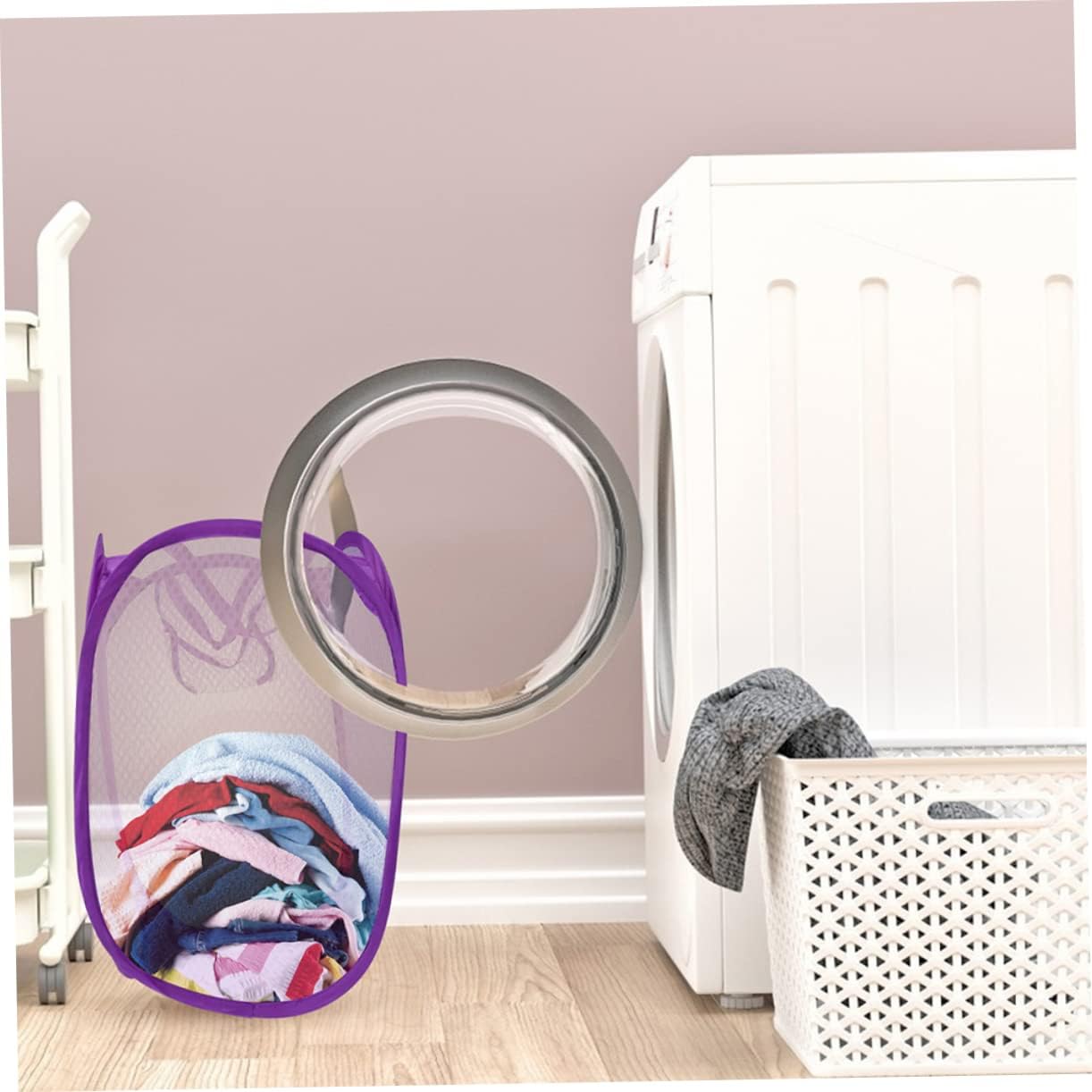 2pcs Foldable Laundry Basket with Coating Collapsible Mesh Clothes Hamper for Home Dorm and Bathroom Storage Organizer