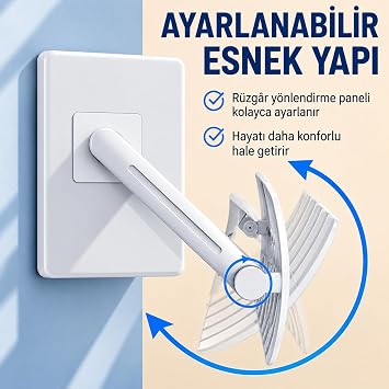 Klima Rüzgar Yönlendirici Deflektör – Ayarlanabilir Klima Hava Yönlendirici Panel, Delmesiz Kurulum, Klima Üfleme Önleyici, Klima Hava Dağıtıcı, Split Klima Aparatı,