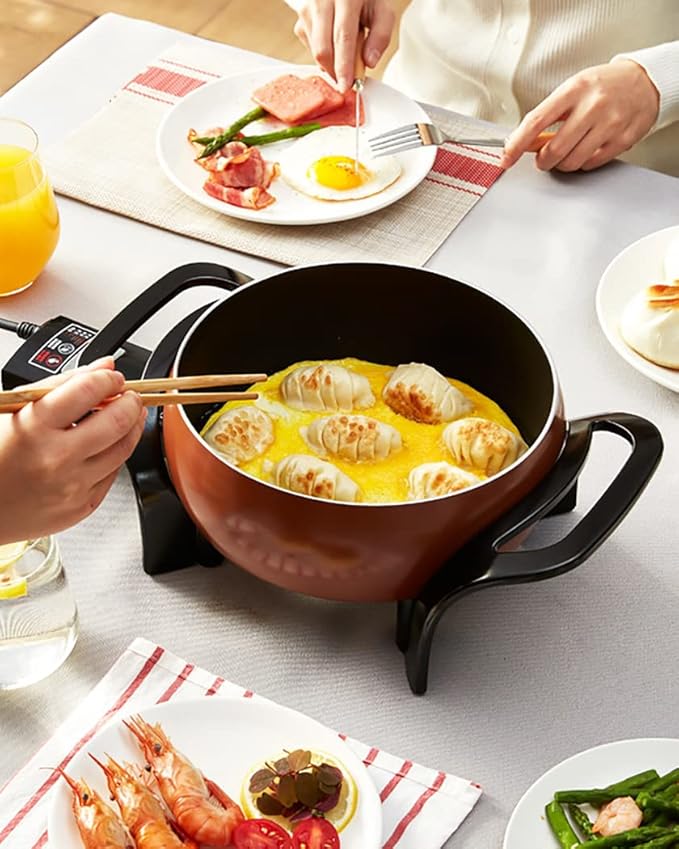 Olla Eléctrica Multifuncional 1500W Sartén Antiadherente 4L Parrilla BBQ Ajustable miniatura 8