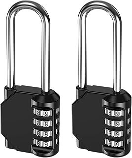 KeeKit Combination Padlock, 2.6 Inch Long Shackle 4 Digital Resettable Lock, Outdoor Waterproof Gate Lock for School, Gym & Sports Locker, Case, Toolbox, Fence - 2 Pack, Black