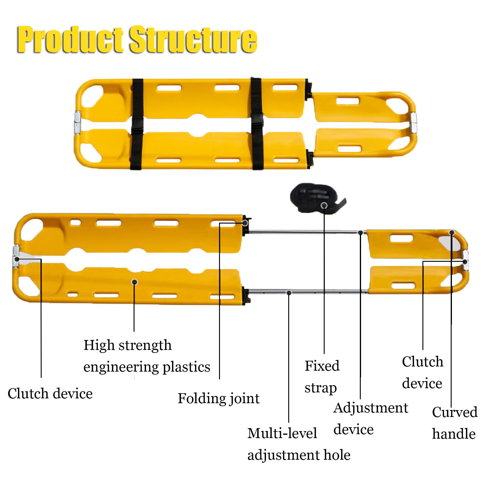 Tablero de columna vertebral plegable, camilla de rescate portátil para transporte médico de emergencia, ideal para terapeutas atléticos y equipos médicos