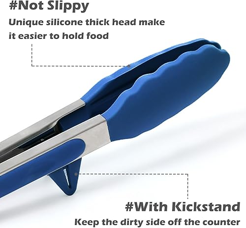 Miniatura 2 de Pinzas de cocina, pinzas de 9 pulgadas para cocinar con puntas de silicona, pinzas de silicona pequeñas de grado alimenticio, mini pinzas para