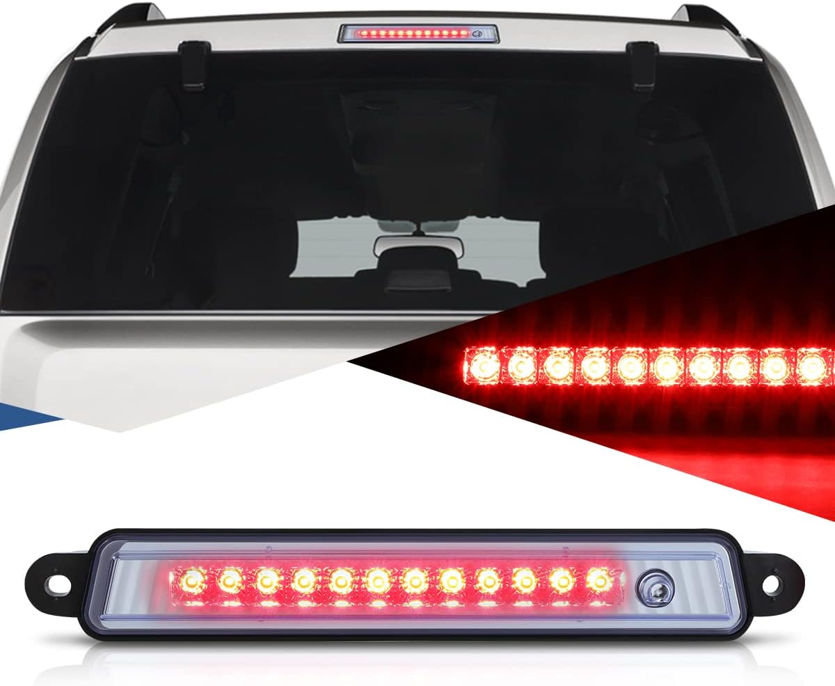 Auto Dynasty Full LED 3rd Third Brake Light Compatible with 2004-2015 Nissan Pathfinder Armada Infiniti QX56, Rear Center Cab Cargo Lamp High Mount Stop light, Chrome Housing