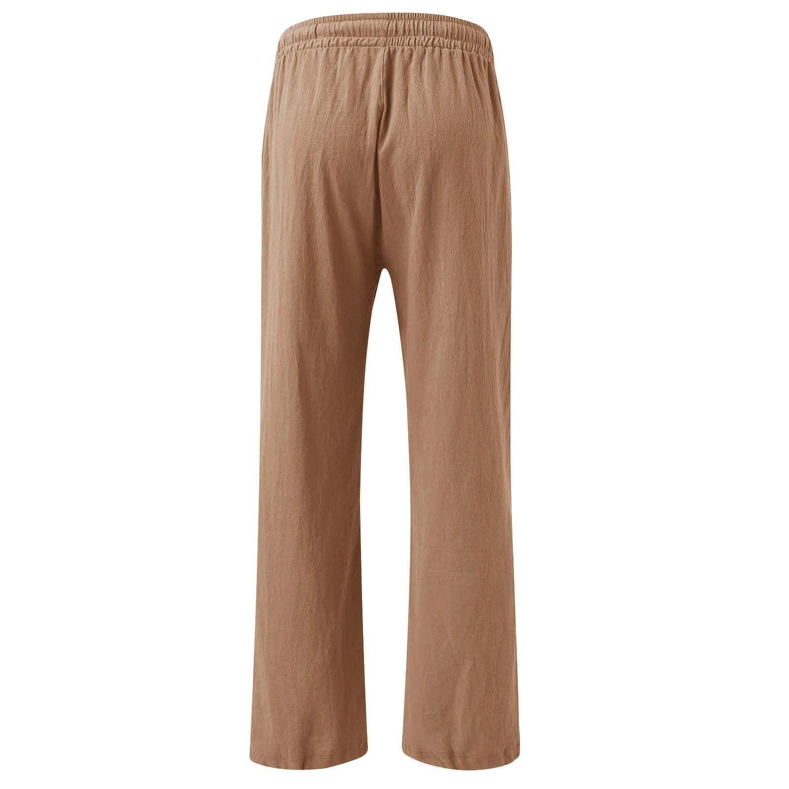 Leinenhose Damen KurzgrößE Leichte Hosen Damen Sommer Lang Leinenhose Damen Weite Leg Elegant Freizeithose Palazzo Hose Lockere Stoffhose Mit Tunnelzug Und Taschen Für Outdoor