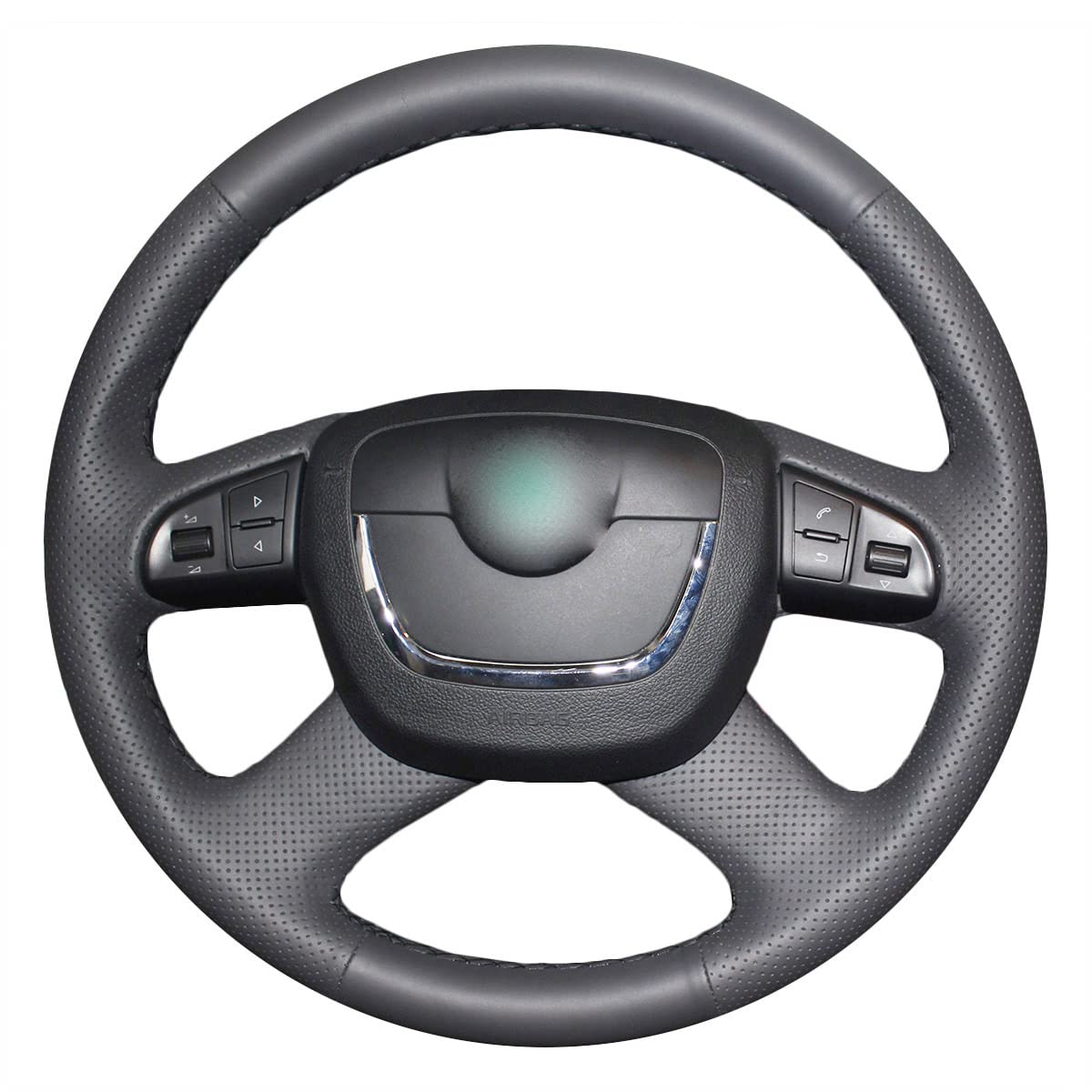 PONSNY Black Genuine leather Car Steering Wheel Cover Suitable for Skoda Octavia A5 Superb 2012 Fabia Yeti 2009-2013(Black Thread)