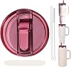 Replacement Leak Proof Tumbler FLIP Lid With Straw - Fit For Stanley ProTour Quencher and Quencher H2.0 40oz,64oz Tumbler Pomegranate, 40oz and 64oz