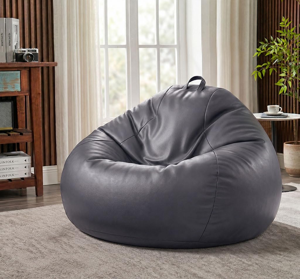 Sattva Classic 3XL Sofa Style Bean Bag Chair with Beans Filled | Faux Leather Bin Bags Sofa Set with Beans Filling for Living Room | Beam Bag, Large Beanbags for Home & Office - Grey-image-18