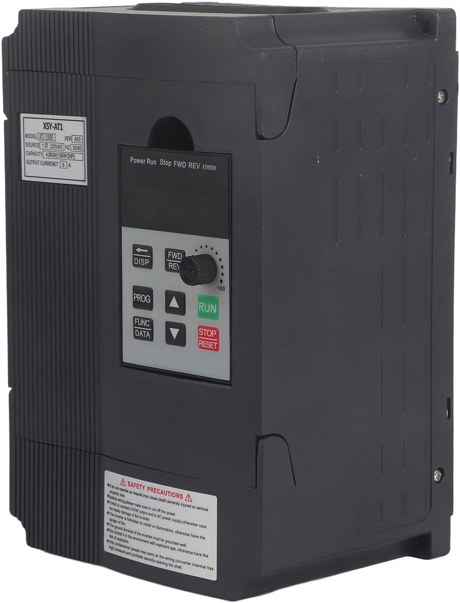 Single Phase Frequency Inverter VFD Speed Controller for 3 Phase 1.5KW AC Motor, Easy To Use, Quick Start and Stop Response