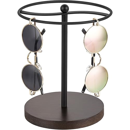 Mkono Sunglasses Organizer Glasses Holder Stand Sunglass Storage Display Eyeglasses Rack for up to 12 Pairs of Eyewear Glasses for Table Dresser Desk Countertop Bedroom, Set of 1, Brown