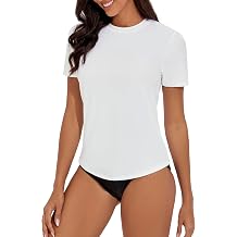 Womens Rash Guard Short Sleeve Swim Shirts UPF 50+ Quick Dry Swimsuit Top UV Sun Protection Bathing Suit Top