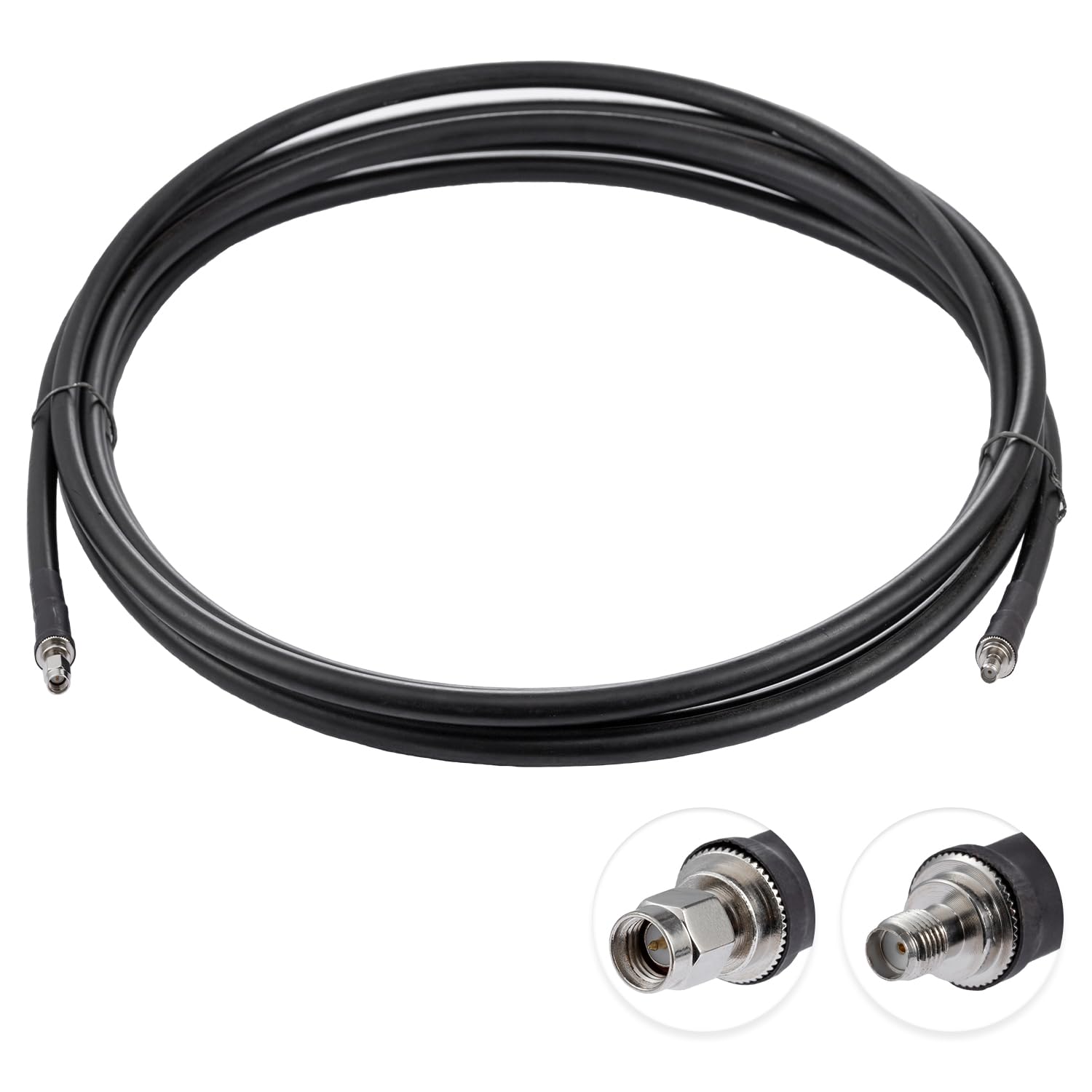 Vecys SMA Câble coaxial SMA mâle vers SMA femelle LMR400 5 m RF pour amplificateur de signal d'antenne de routeur adaptateur sans fil