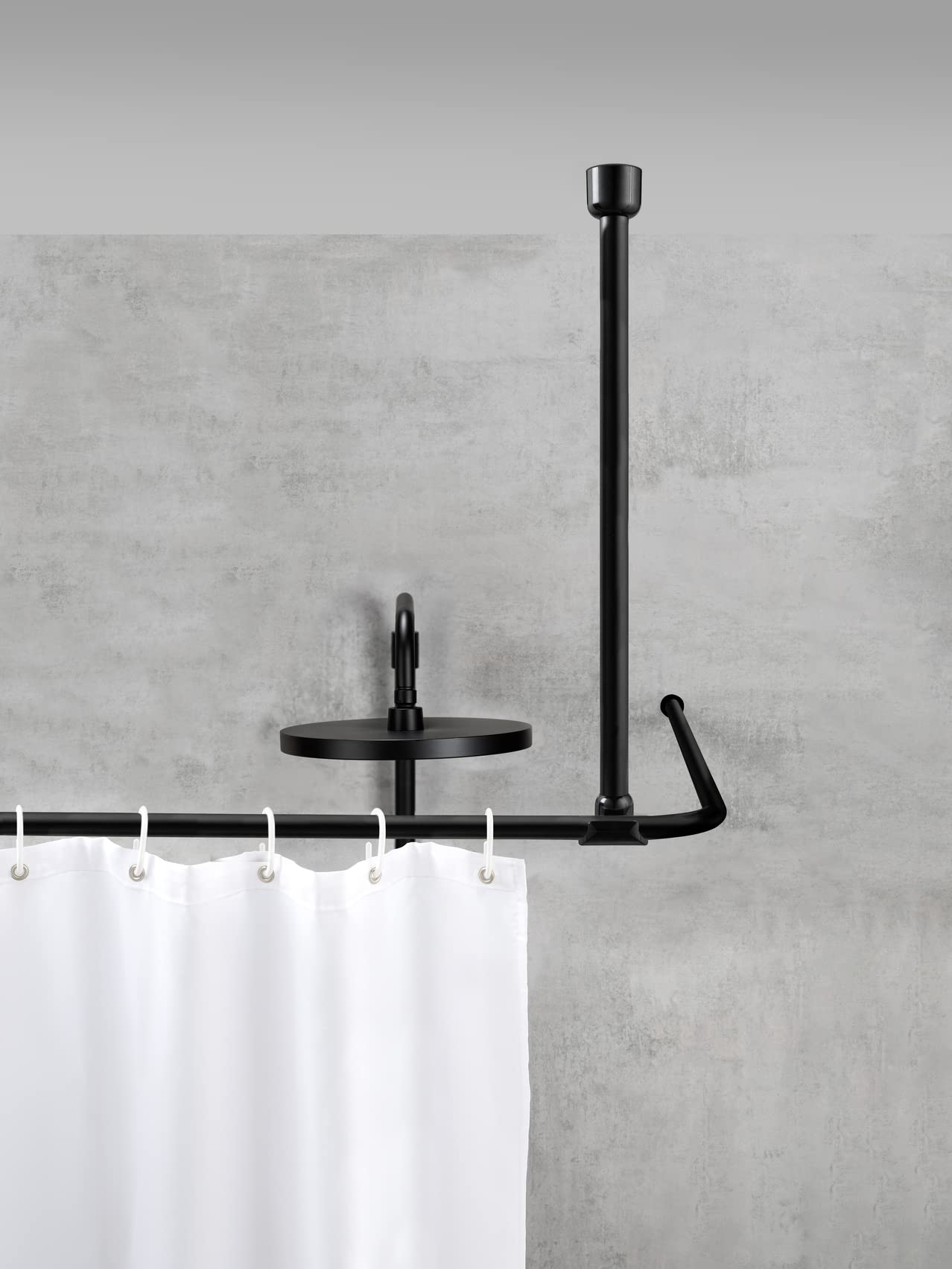 Barre De Douche Sans Percage WENKO Support De Plafond Pour Barre De Douche | Compatible Barre De Douche 2/2,5 Cm | Peut être Raccourci | Matériel De Fixation Inclus | Pour Douche Dreame Aqua