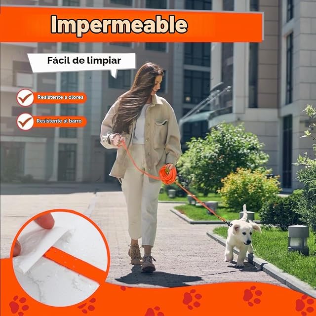 Foto 5 de 7 de Loutep Correa de Biothane para Perros Correa de Arrastre para Perros Correa Larga de 3 m 5 m Correa…
