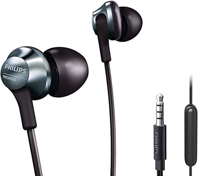 Philips Pro Wired Earbuds with Microphone, Hi-Res Audio in-Ear Headphones with 3.5mm Jack, Comfortable and Durable Build Earphones, Perfect for Music, Calls, and Daily Use, 3 Extra Eartips Included