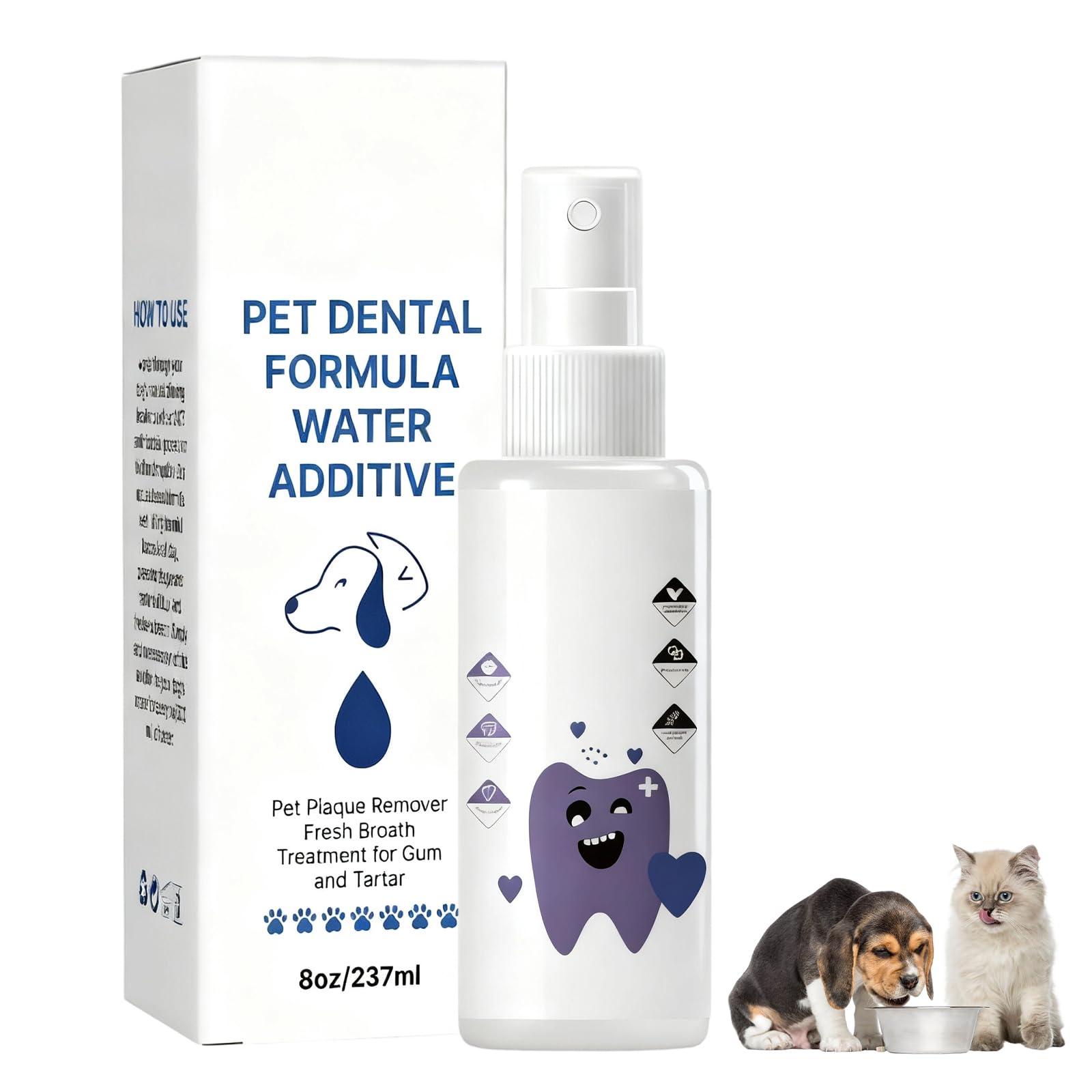 Pawbright Dental Plus, Pet Dental Formula Water Additive, Odorless & Flavorless Formula to Fight Tartar, Promote Healthy Gums & Freshen Breath. Easy Daily Use for All Pet