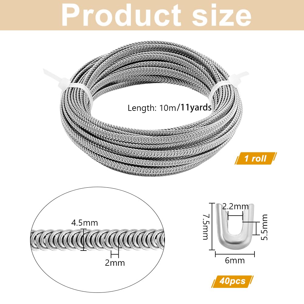 PH PandaHall 11 Iarde Spirale in Acciaio Inossidabile Corsetto Stecche Sostegni Stecche Flessibili per La Creazione di Abiti Fai Da Te Artigianato con 40 Punte di Steccatura 4.5mm di Larghezza