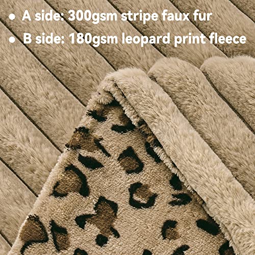 Viviland Leopard Faux Fur Throw Blanket For Couch Sofa - Reversible Soft Blanket - Cheetah Animal Print Faux Fur Throw With Brown Fleece Flannel Blanket - Cozy Furry Warm Throw - 50"× 60" #TOP4