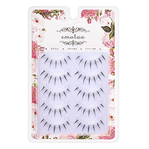 Japanese Style False Eyelashes Makeup Manga Lashes Cosplay Anime Eyelash Lashes Doll Eye Natural 5 Pairs Asian False Eyelashes Pack Look Like Individual (manga lashes（M9-01）)