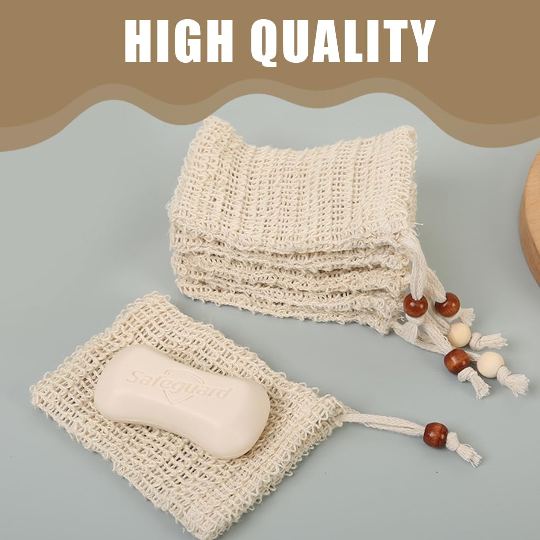 Bolsa De Jabón Orgánica De 3 Piezas De Sisal Natural Exfoliante