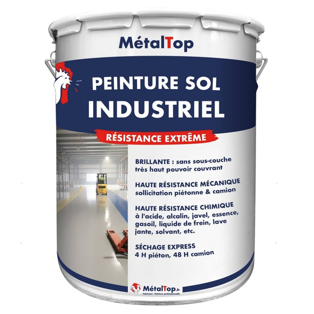 Metaltop - Peinture Sol Industriel - Gris anthracite - RAL 7016-5 L - Protection très haute résistance pour sols en béton et ciment