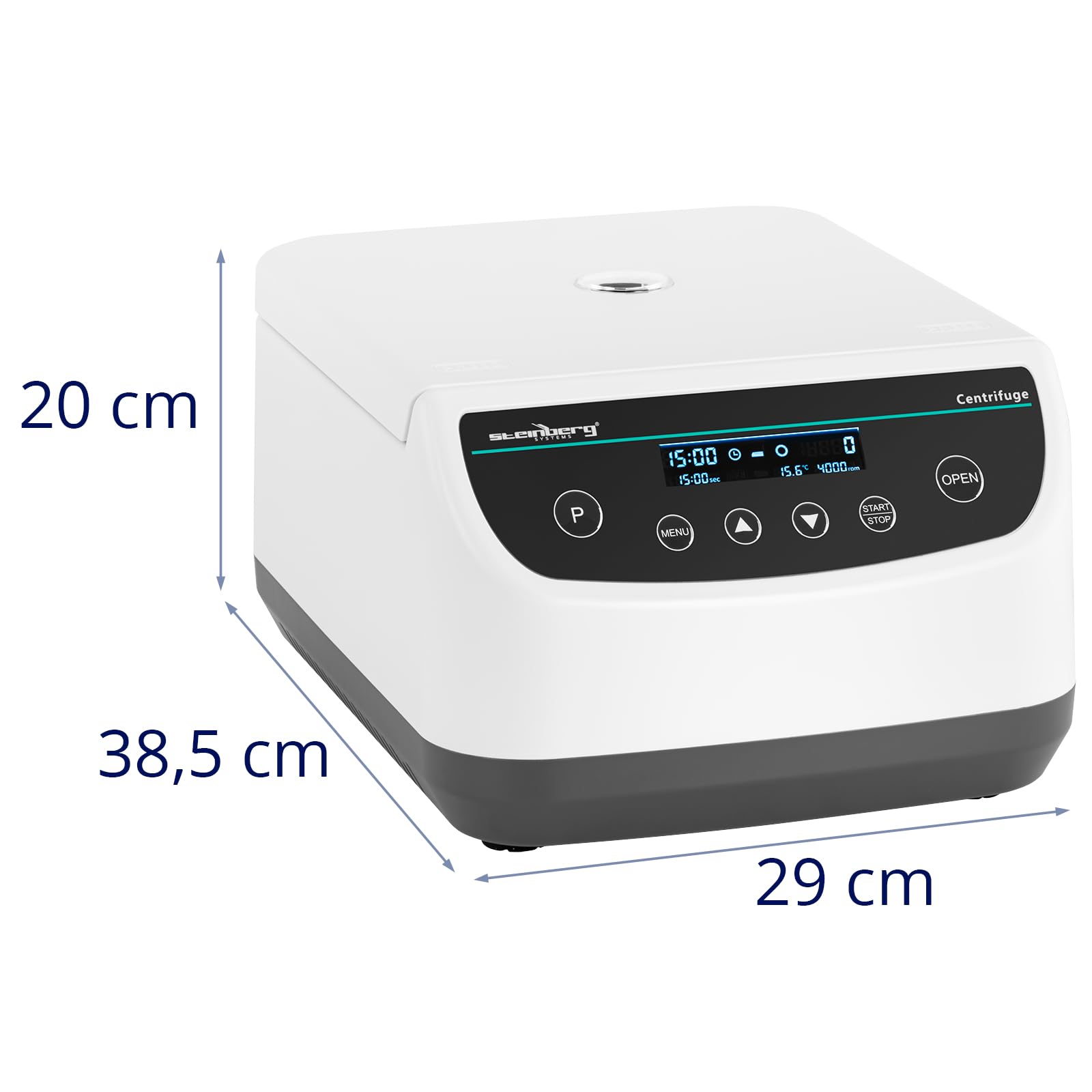 Steinberg Systems Tischzentrifuge 8 x 2/5 / 10/15 ml RZB 2075 xg 500-4000 U/min 9 Speicherplätze Timer vibrationsgedämmt kleine elektrische Laborzentrifuge Mini-Zentrifuge