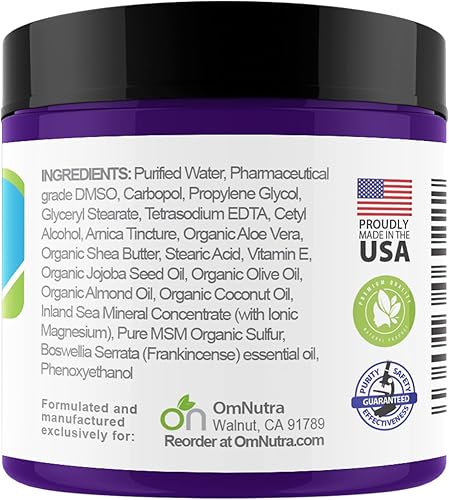 Miniatura 3 de DMSO Crema de grado farmacéutico  Crema DMSO de 4 onzas con cloruro de magnesio MSM incienso tintura de árnica vitamina E aloe vera magnesio iónico