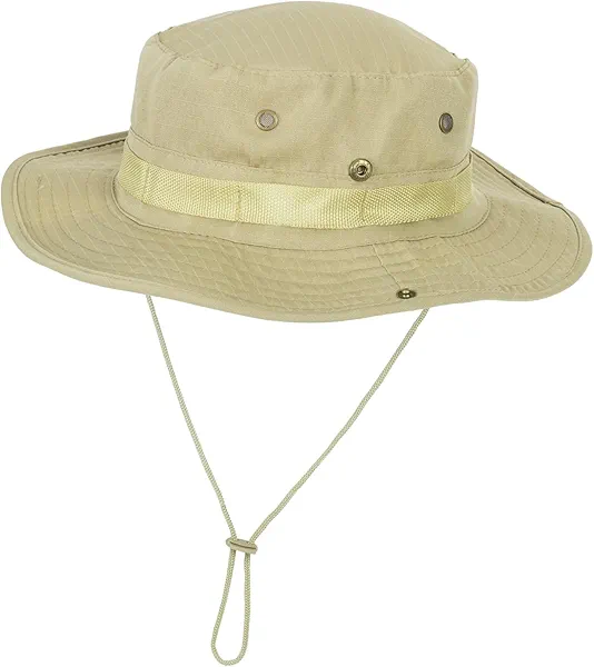 Men & Women Wide-Brim Sun-Boonie-Hat Safari Foldable Fishing-Hat UPF 50+ Bucket-Hat for Fishing Hiking Khaki