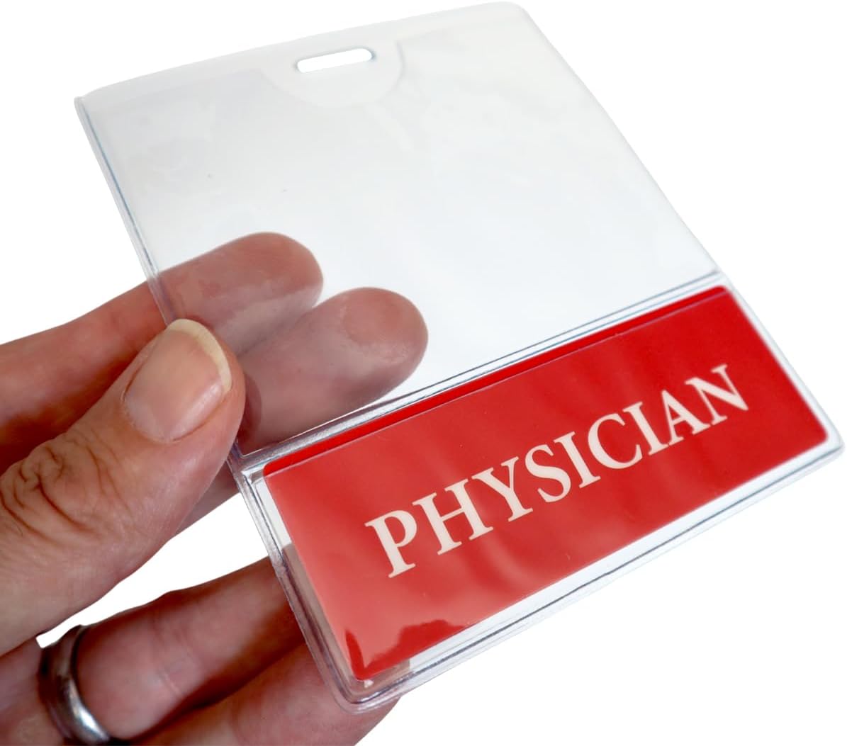 Bulk 20 Pack - Physician BadgeBottom Horizontal Badge Buddy & Badge Holder Combo - Heavy Duty 2 in 1 Badge Bottom I’D Nursing Accessories - Double Sided Clear Sleeve by Specialist ID
