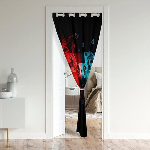 Miniatura 2 de jejeloiu Cortinas opacas para decoración de sala de juegos, tratamiento de juegos, cortina para oscurecer la habitación, cortinas opacas con control