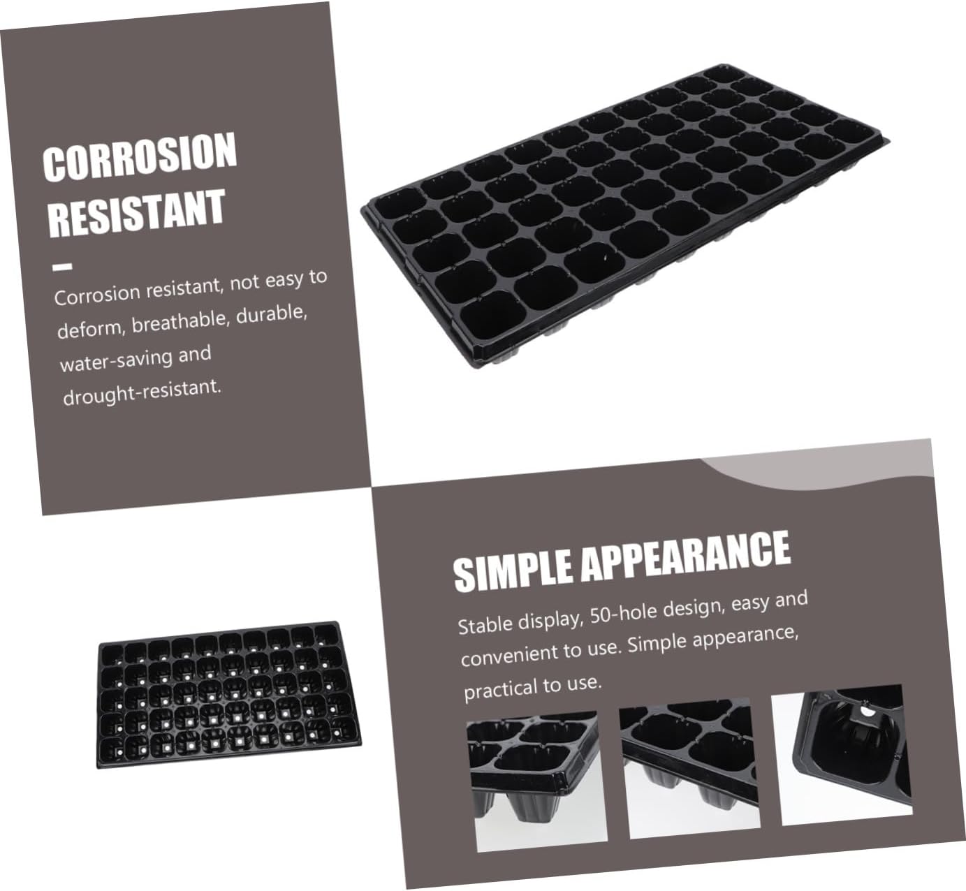 Ciieeo 10pcs Plant Germination Plates and Nursery Plant Trays 50-Cell Thickened Seed Starter Containers for Vegetable Seedlings Indoor Gardening and Sprouting