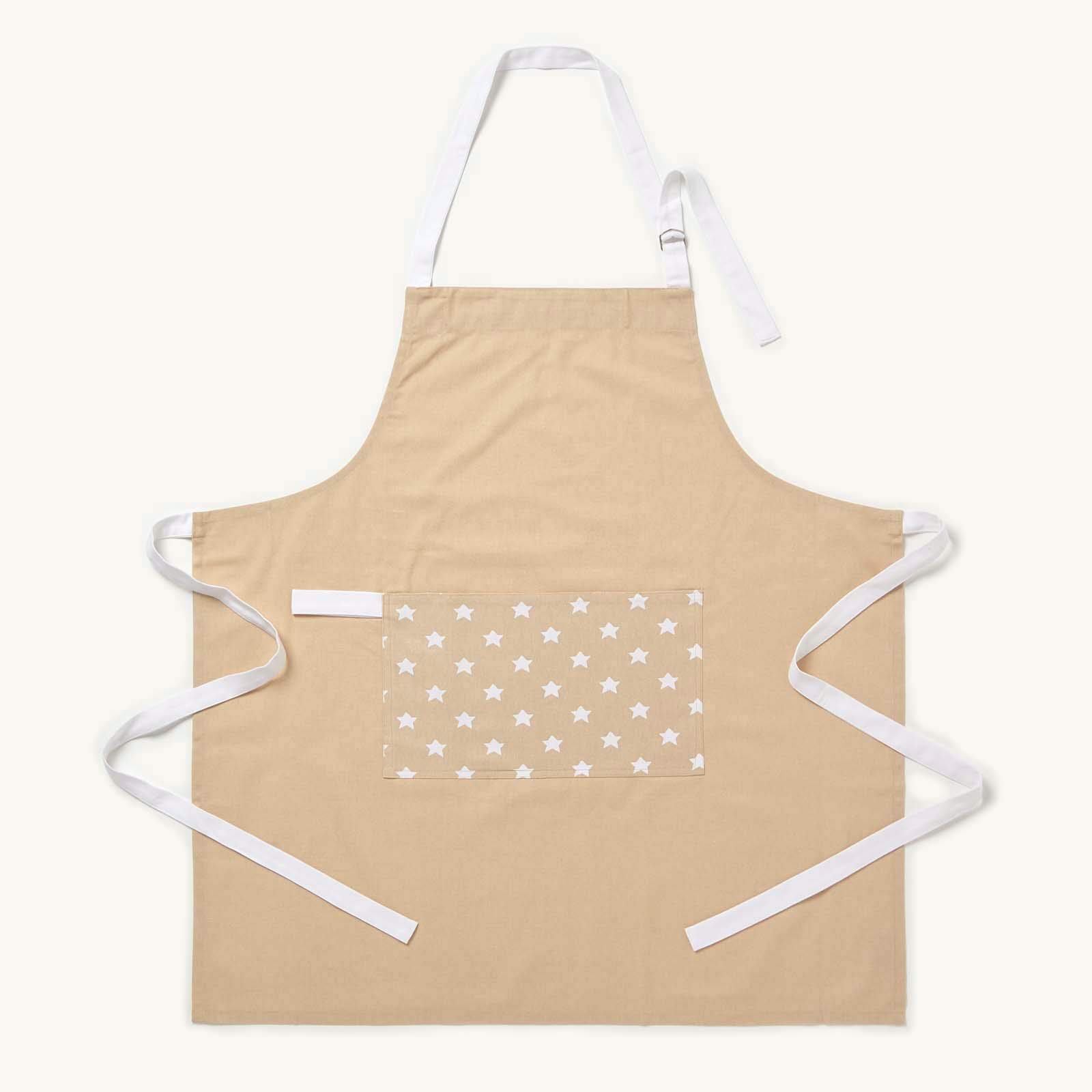 Homescapes Beige Stars Cotton Apron