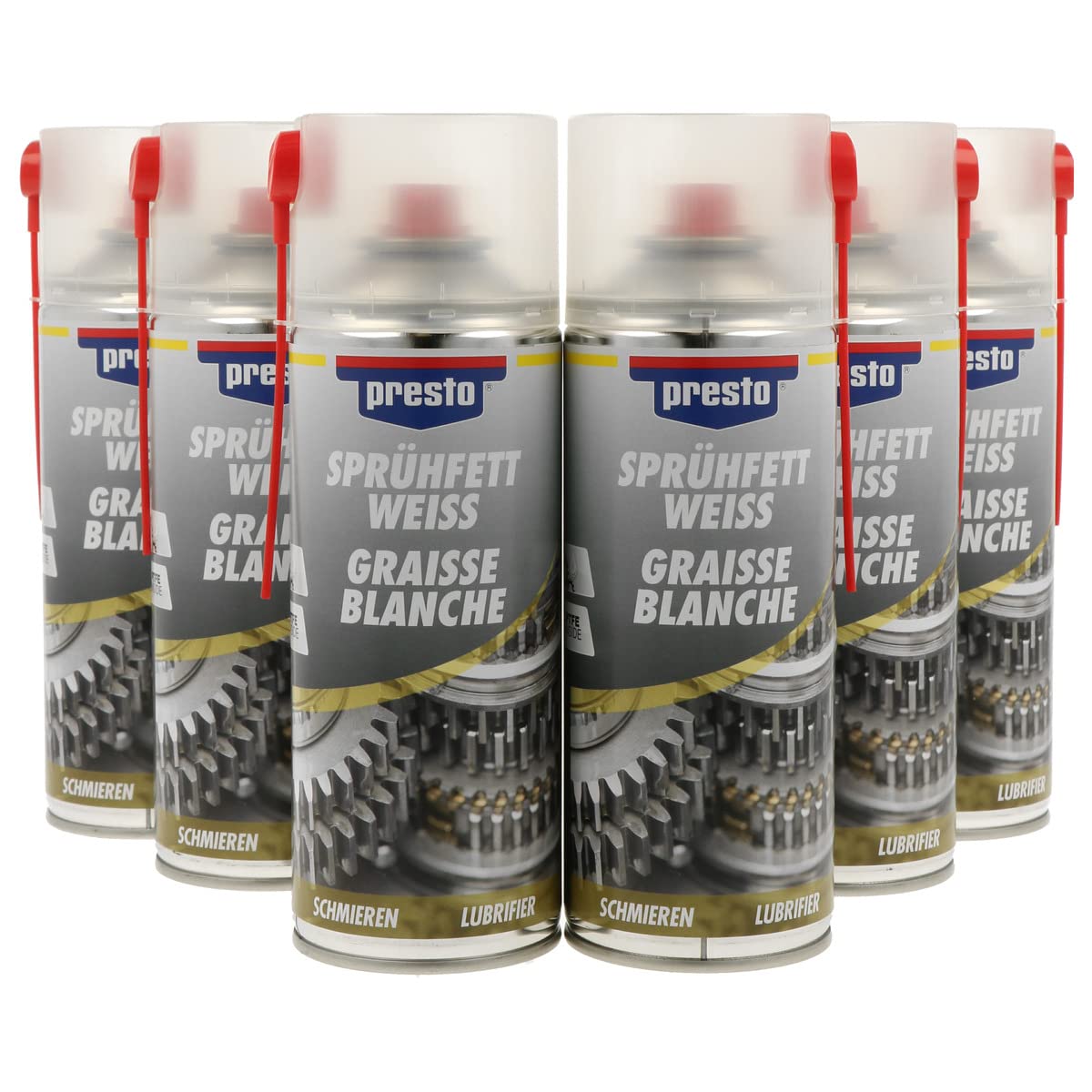 presto 100012 Sixpack Aérosol Graisse Blanche 400 ML