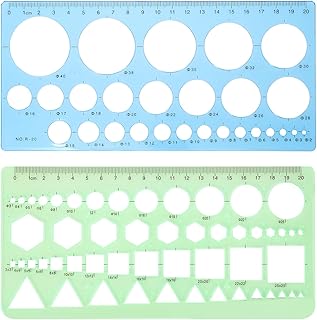 Circle Template Circle Stencil Circle Template for Drawing Circle Stencils Geometric Stencils Round Drawing Templates Plastic Transparent Ruler for School Office Supplies 2pcs