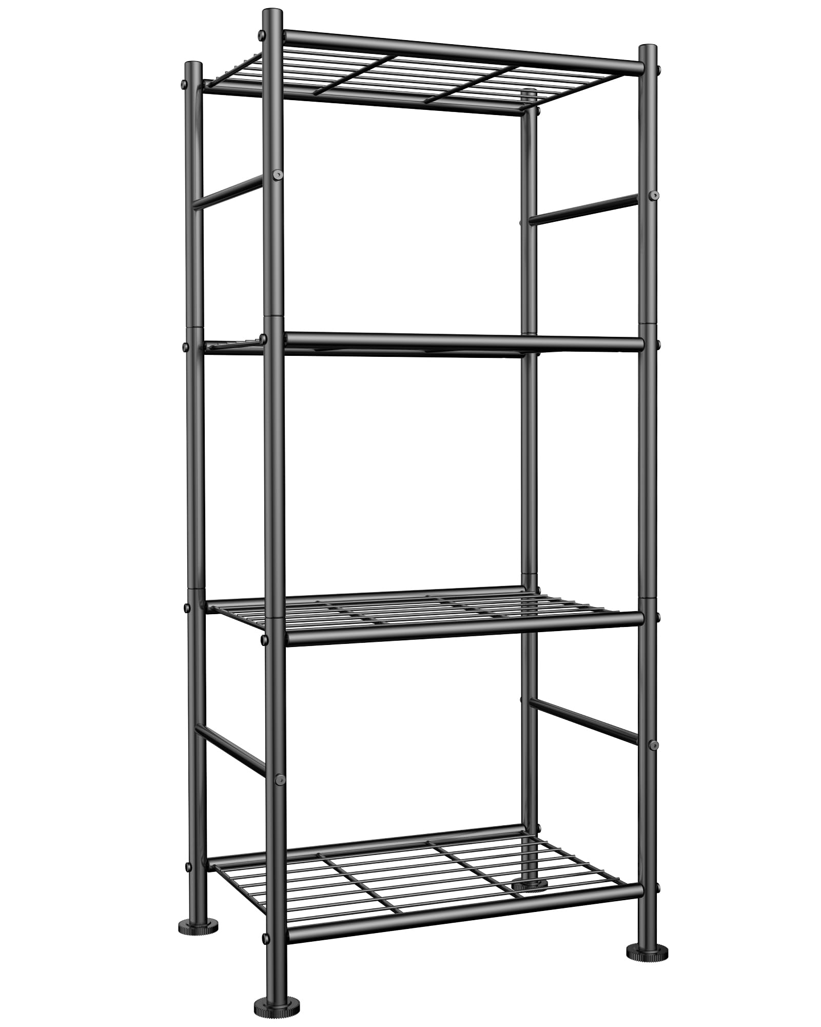 Sakugi Storage Shelves - 4 Tier Sturdy Metal Garage Shelving Unit with Adjustable Leveling Feet, Space-Saving Shelves Organizer for Pantry, Laundry, Kitchen, 46.5 x 32.0 x 112 cm, Black