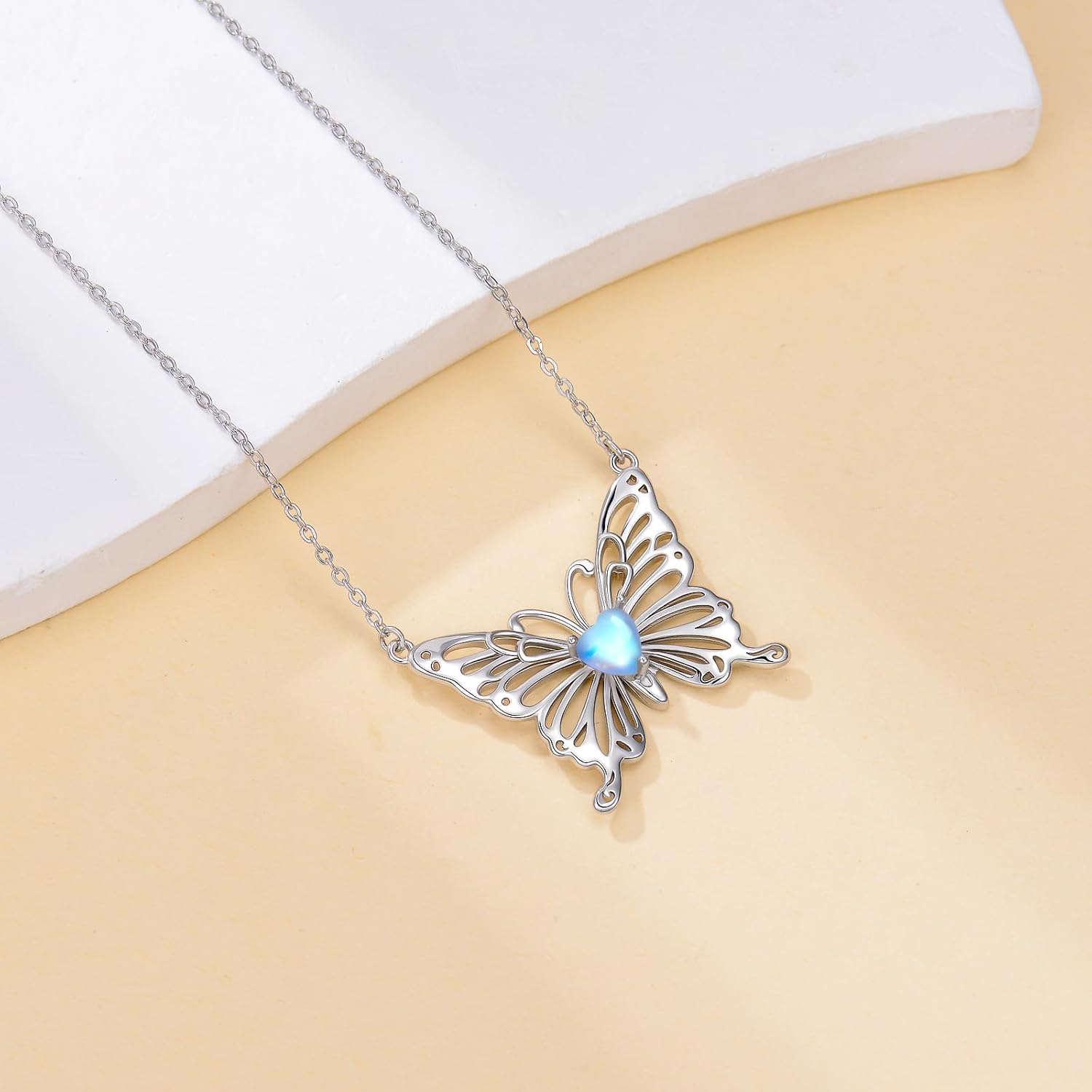 Butterfly Necklace for Women 925 Sterling Silver Moonstone Butterfly Animal Pendant Ladies Jewelry Gifts - Image 2