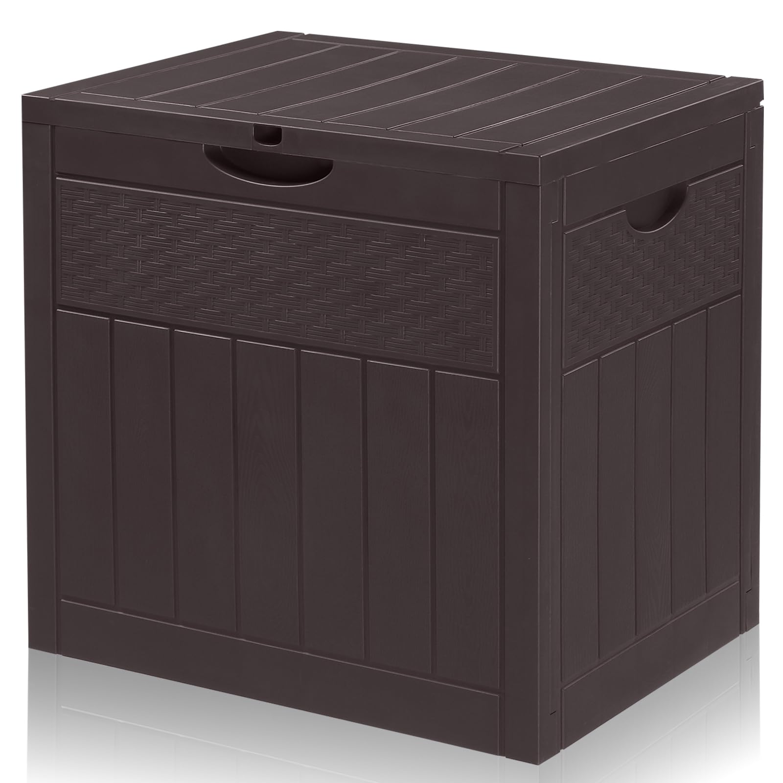 Gartenbox wasserdicht, 126L Outdoor Aufbewahrungsbox für Gartenmöbel, Poolzubehör und Werkzeug, 56 x 53 x 43 cm, Braun