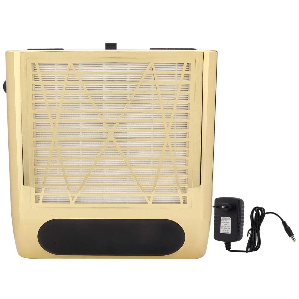 80W Collettore di polveri per unghie Strumento di manicure per aspirapolvere per aspirazione di nail art a forte aspirazione 100-240V(EU Plug Gold)