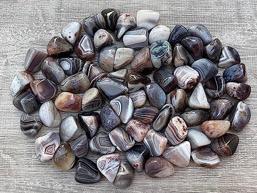 Image of 1 /2 LB Botswana Agate Tumbled Stones, Polished Botswana Agate Gemstone, Botswana Agate Healing Crystals (Botswana Agate)