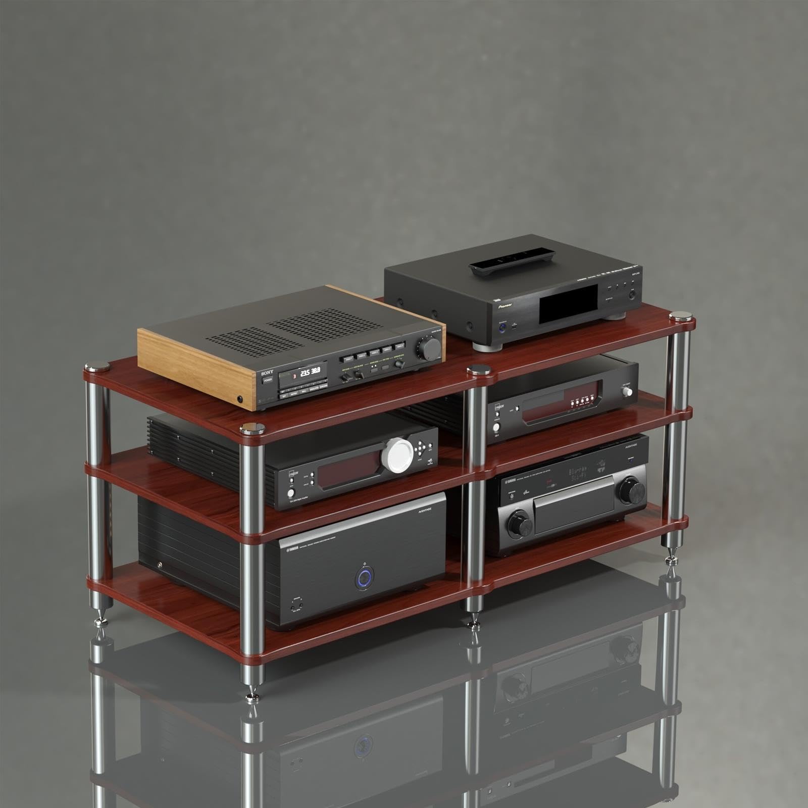 Moderno estante para videojuegos de 2/3/4 niveles, elegante solución de almacenamiento para TV, consolas de juegos y equipos multimedia con patas de acero inoxidable duraderas
