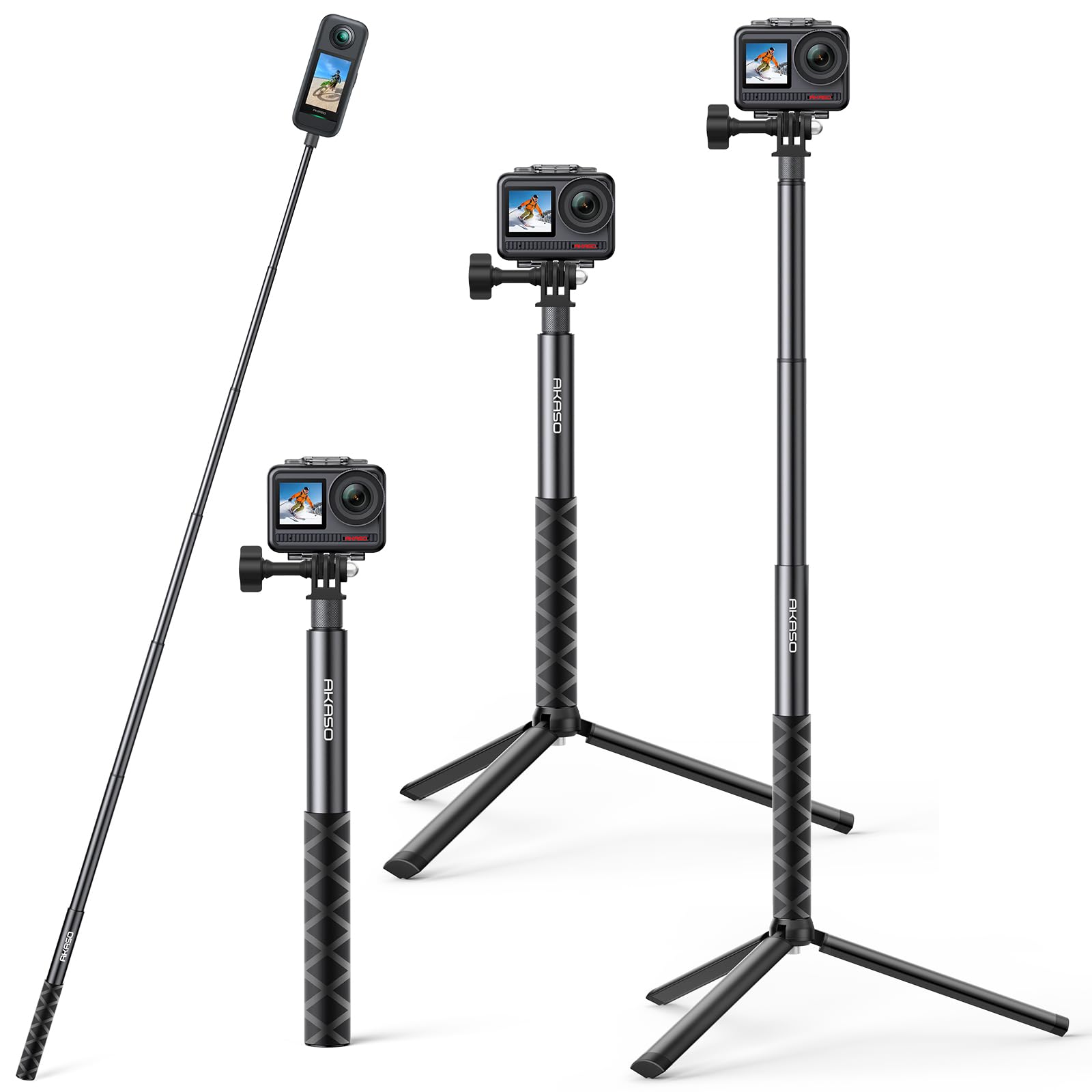 AKASO 47" Extendable Selfie Stick and a Tripod Stand Action Camera Accessories for GoPro Hero 13/12/11/10/9/8/7/Max/DJI Osmo Action/AKASO 360 Camera/