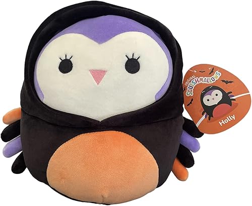 Miniatura 3 de Squishmallows Disfraz de Halloween de 8 pulgadas, el búho morado en araña, peluche Kellytoy con licencia oficial, juguete de peluche coleccionable