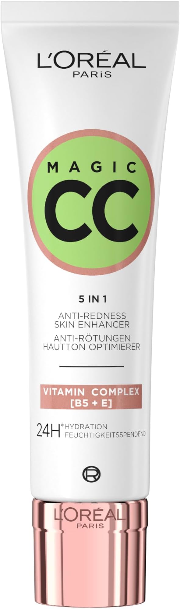 L'Oréal Paris Magic CC Cream with SPF 11, Anti-Redness and Colour Correcting, With Vitamins B5 and E, Lightweight Hydrating Formula Adapts to Skin Tone for a Natural Glowy Finish, 30 ml