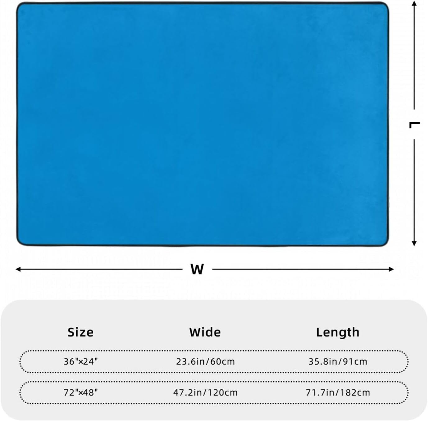 Solid Color Blue Pattern Anti-Slip Floor mat Carpet Rug 72"x48" for Living Room Office Coffee Table Bed Balcony