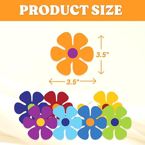 Miniatura 2 de Paquete de calcomanías de flores retro, 12 calcomanías de margaritas de vinilo inspiradas en los años 70, recortes florales hippie para laptop,