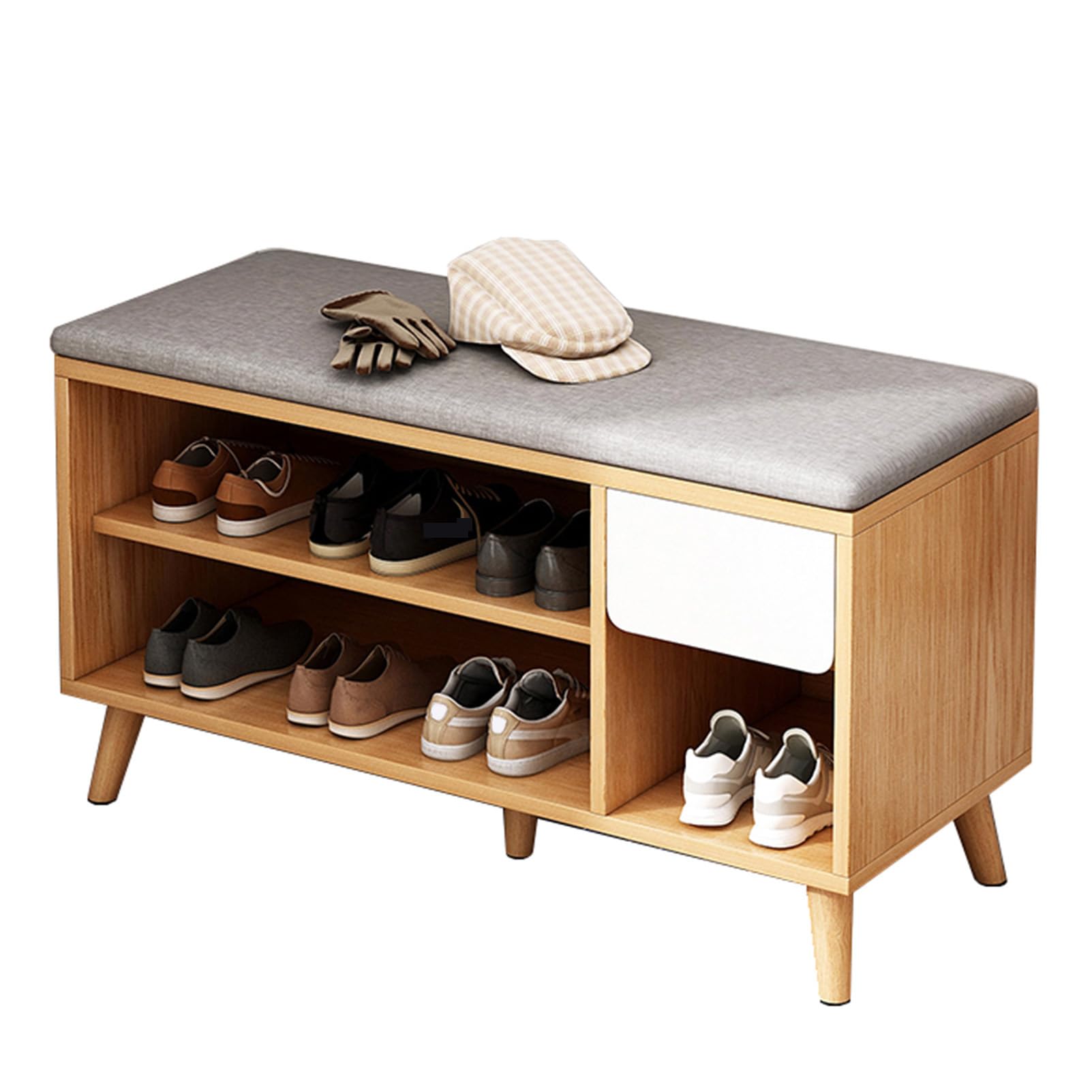 Banc de rangement à chaussures avec coussin étagère entrée salon