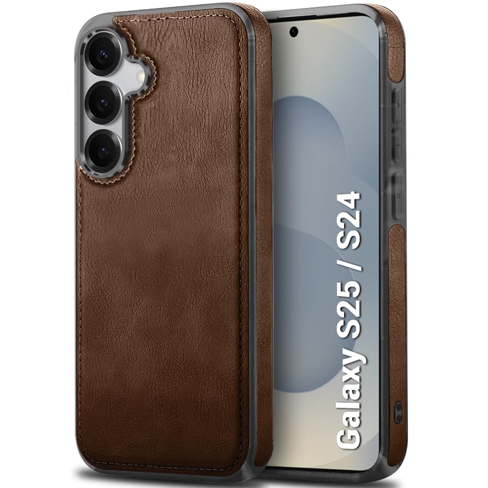 TheGiftKart Genuine Leather Finish Back Cover Case for Samsung Galaxy S25 / S24 5G | Raised Edges for Camera & Screen Protection | Shockproof Stunning Minimalist Design (MagSafe Compatible, Brown) — Amazon image 16