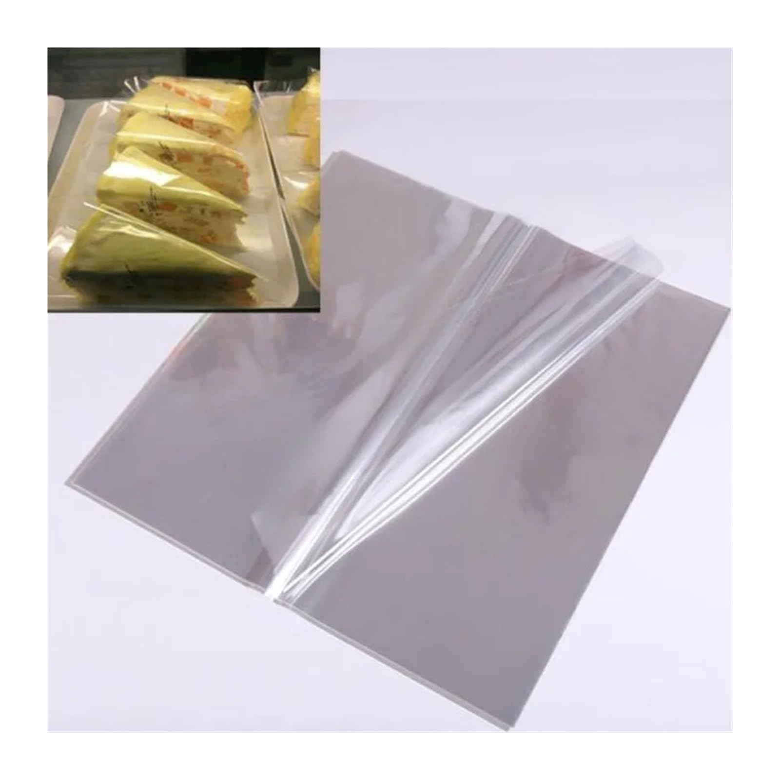Papel celofán 500 Uds sándwiches de pan película plástica transparente celofán for hornear hoja embalaje papel envoltorio alimentos(21x21cm)