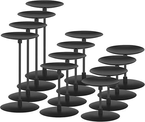 Juego de 12 portavelas de pilar para candelabros, 3 tamaños, portavelas de hierro de metal para velas de pilar (centro de mesa de 5.5 pies 4 pies 2