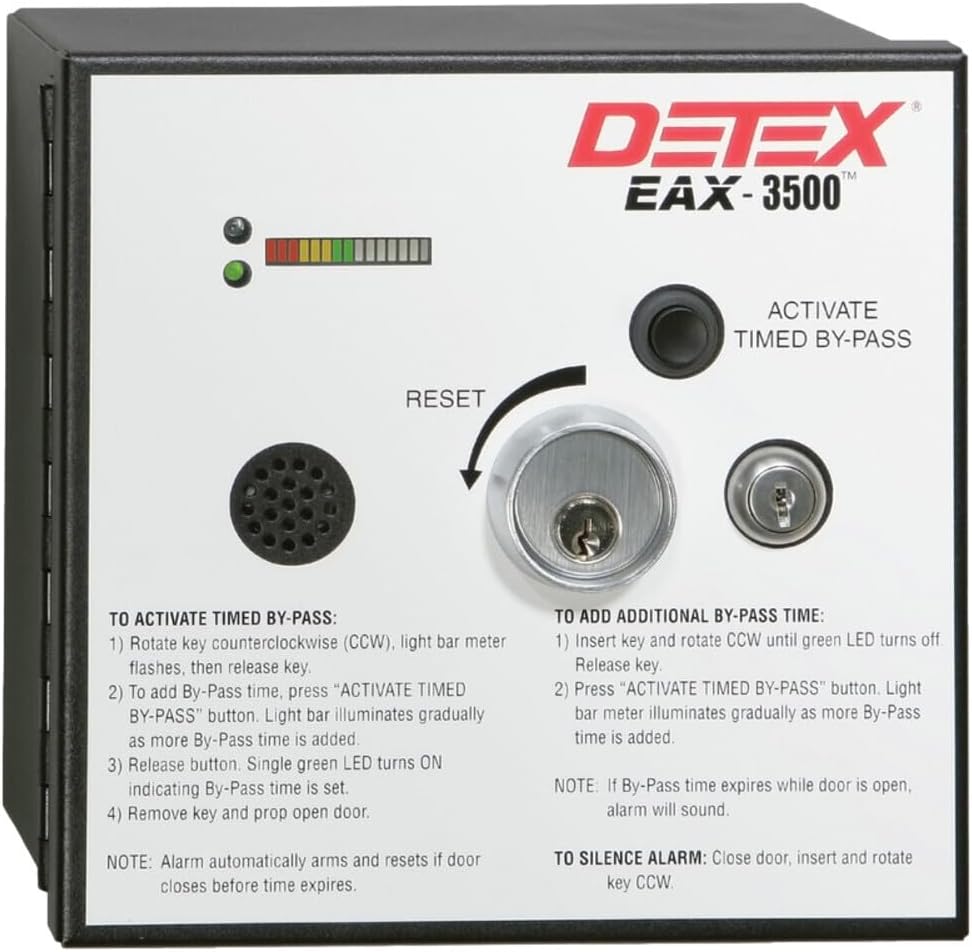 Detex EAX-3500 Timed Bypass Exit Alarm & Rechargeable Battery
