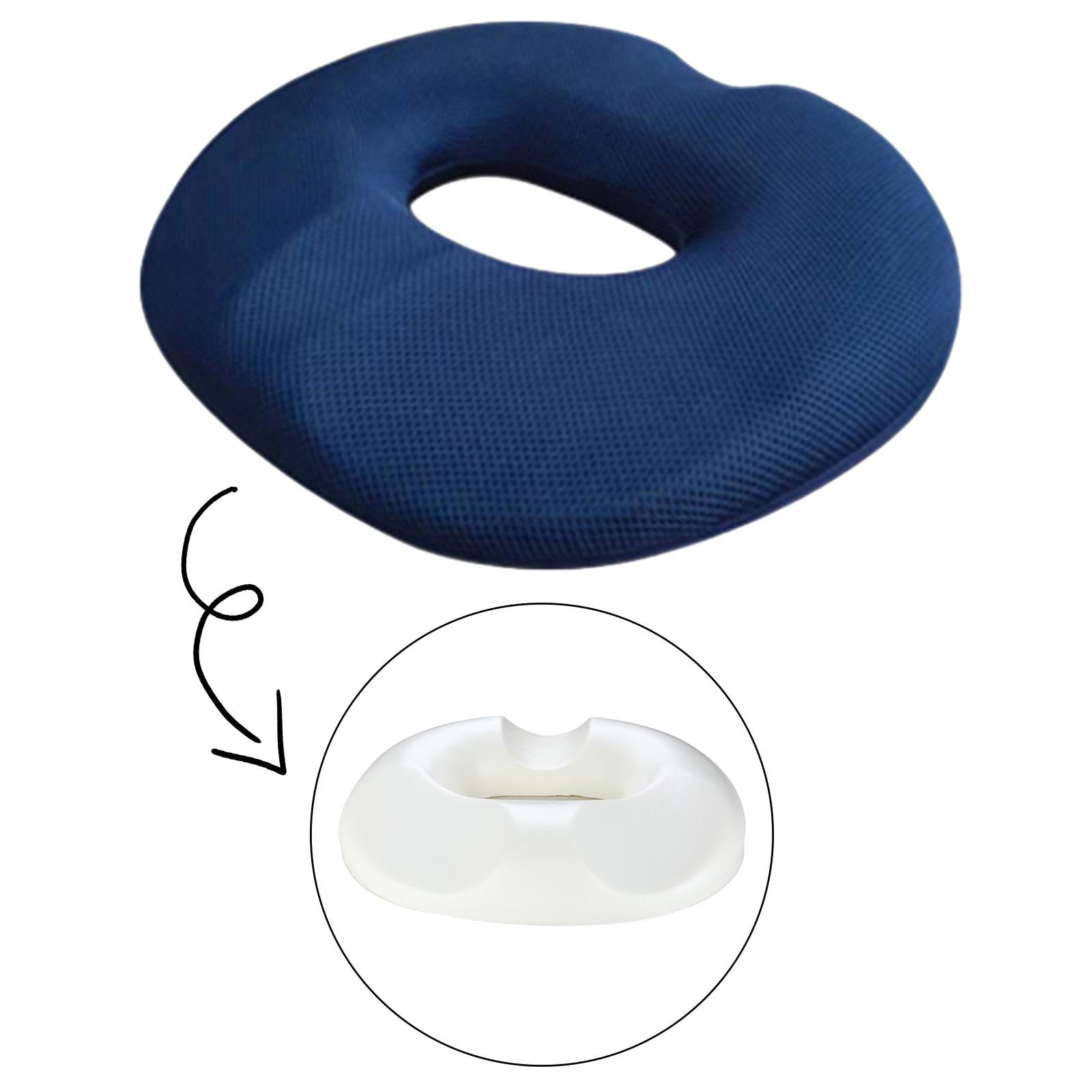 F Fityle Cuscino Ortopedico Schiuma Memoria Sedia Cuscino Anello Seduta Antidolorifico Antiscivolo Traspirante Rivestimento Rimovibile Adatto per, Donne della Marina